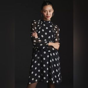 NWT Maeve Black Dot Long-Sleeve Mini Dress